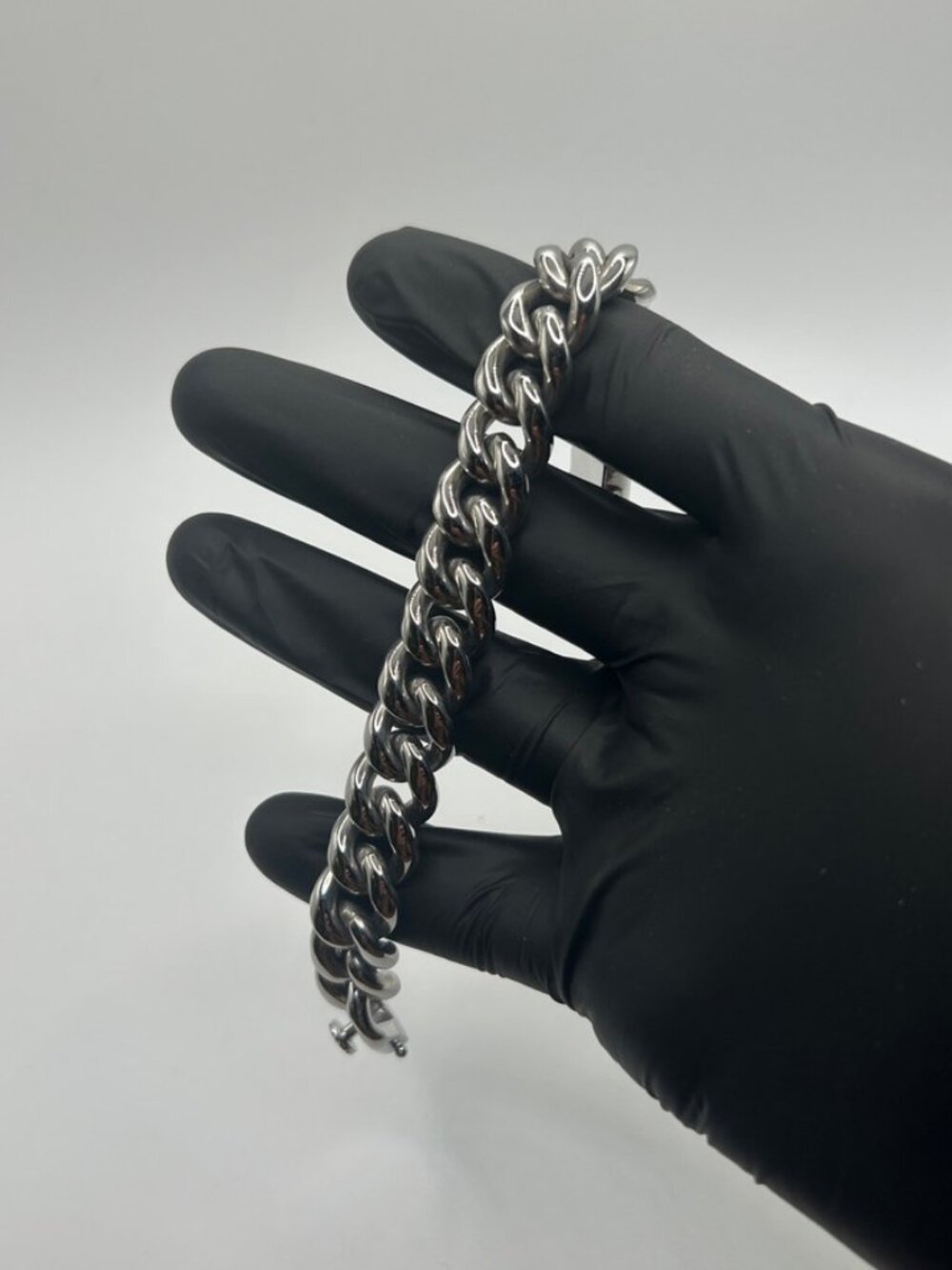 Stackable Silver Cuban Bracelet 14mm 7.5 Inch Layering Stainless Steel Unisex